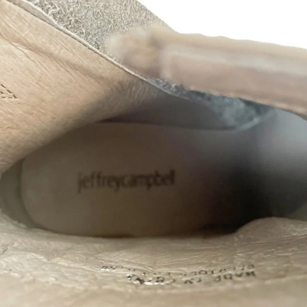 NEW Jeffrey Campbell Retro 70s Platform Boot Taupe Beige & Black Leather Size 8 - Picture 9 of 13